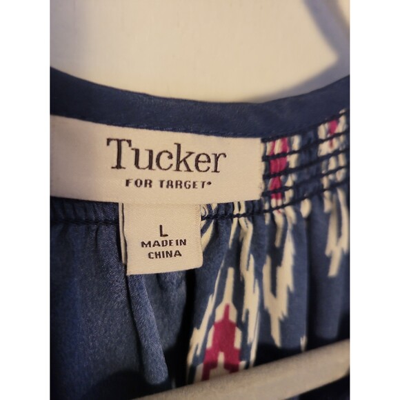 Tucker x Target Navy Ikat Button Front Shift Dress Sz L - Picture 4 of 6
